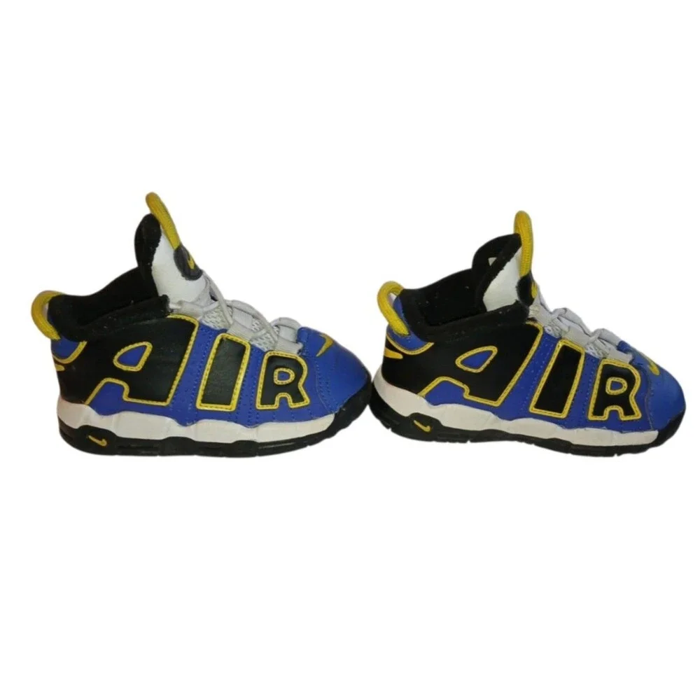 Nike Air Shoes Toddler Baby Blue Yellow Uptempo Peace Love Size 8C